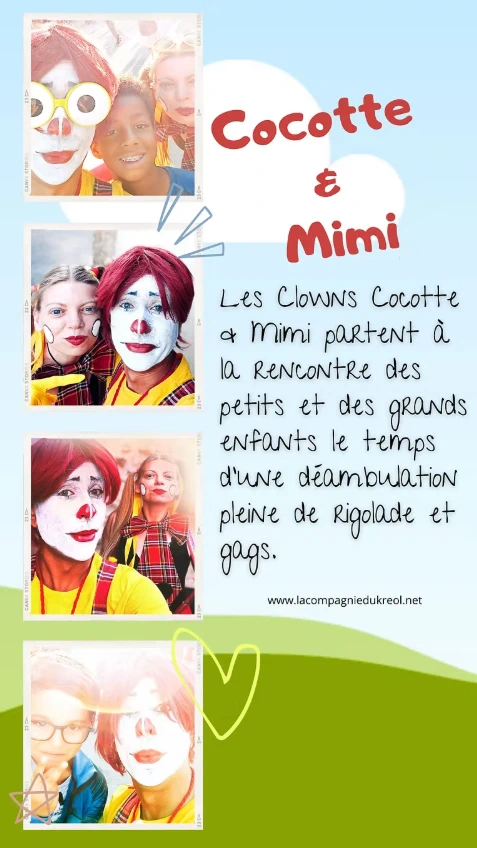 Déambulation de clowns Cocotte et Mimi